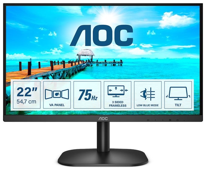 Full HD Monitor 54,6 cm (21.5 Zoll) 16:9 4 ms 250 cd/m²  22B2H/EU (Schwarz) 