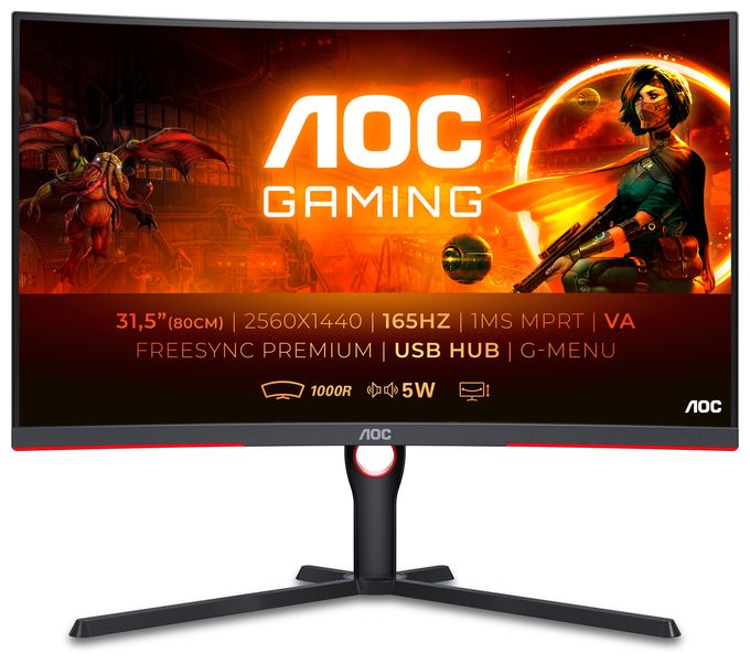 Quad HD Monitor 80 cm (31.5 Zoll) 16:9 4 ms 300 cd/m²  CQ32G3SU/BK (Schwarz, Rot) 