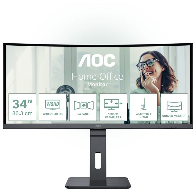 Quad HD Monitor 86,4 cm (34 Zoll) 21:9 4 ms 300 cd/m²  CU34P3CV (Schwarz) 