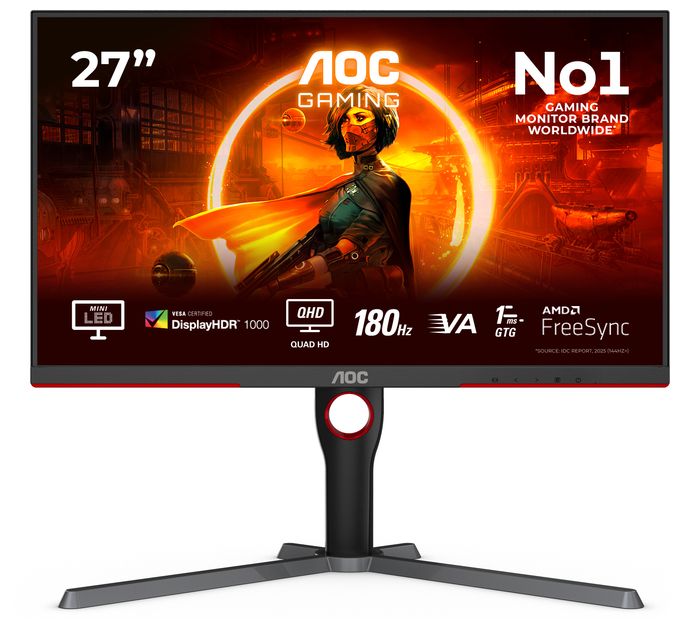 2K Ultra HD Monitor 68,6 cm (27 Zoll) 16:9 1 ms  Q27G3XMN/BK (Schwarz, Rot) 
