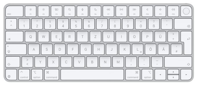 Universal Tastatur USB + Bluetooth  Magic Keyboard mit Touch ID (Silber, Weiß) 
