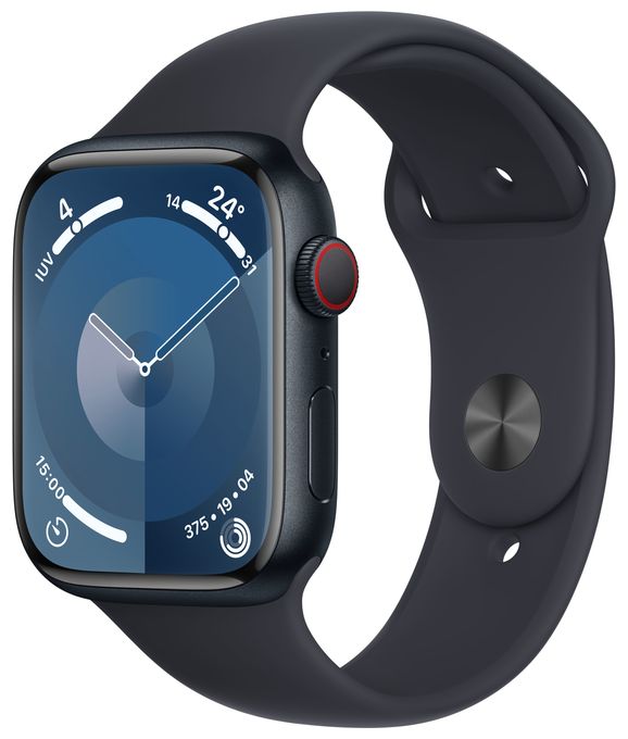 Digital 45 mm M/L Smartwatch Rechteckig IP6X 36 h 4G  Watch Series 9 (Schwarz) 
