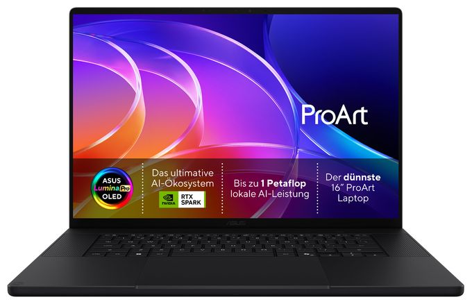 WQXGA Notebook 40,6 cm (16 Zoll) 3840 x 2400 Pixel 24 GB Ram 512 GB SSD Windows 11 Home NVIDIA RTX Spark  ProArt P H7607BA-SE418W (Schwarz) 