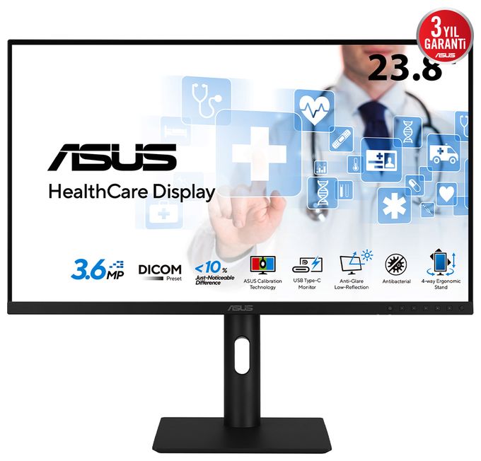 Quad HD Monitor 60,5 cm (23.8 Zoll) 16:9 5 ms 300 cd/m²  Health Care HA2441A (Schwarz) 