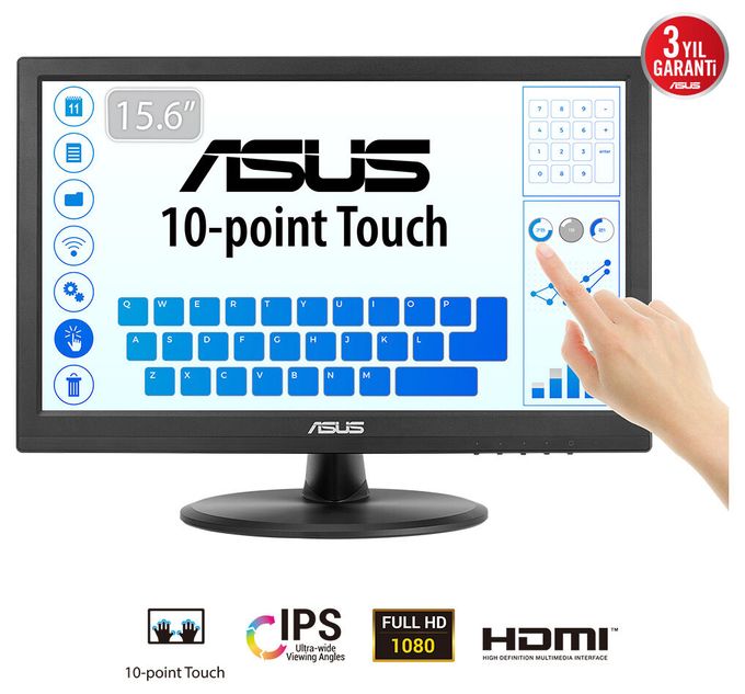 Full HD Monitor 39,6 cm (15.6 Zoll) 16:9 5 ms 220 cd/m²  Touch VT169HE (Schwarz) 