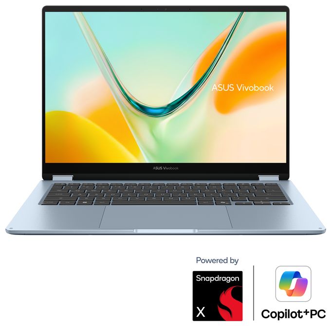 WUXGA Notebook 35,6 cm (14 Zoll) Touchscreen 8 GB RAM 256 GB SSD Windows 11 Home Qualcomm Snapdragon  Vivobook S Flip TP5408QA-U2041W (Blau) 