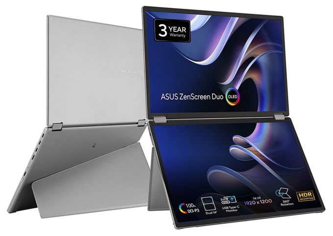 WUXGA Monitor 35,6 cm (14 Zoll) 16:10 1 ms 400 cd/m²  ZenScreen Duo OLED MQ149CD (Silber) 