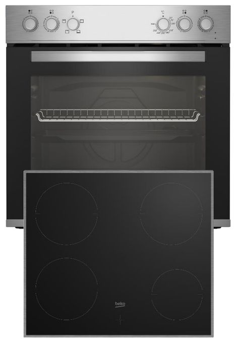 Herdset 74 l AutoClean SteamShine mit 60 cm Glaskeramik Kochfeld BBUC12020X 