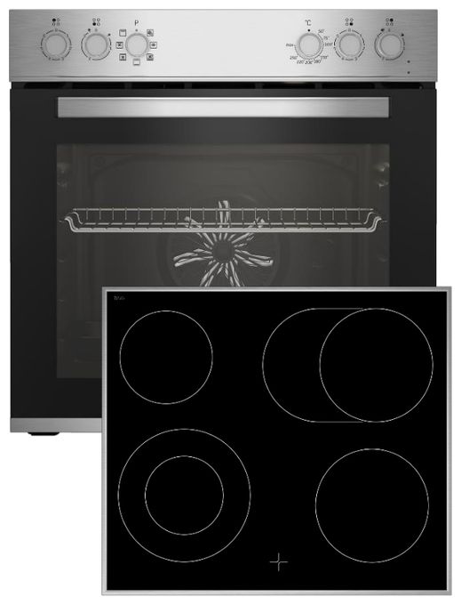 Herdset groß AutoClean SteamShine mit 60 cm Glaskeramik Kochfeld BBUE12020X 