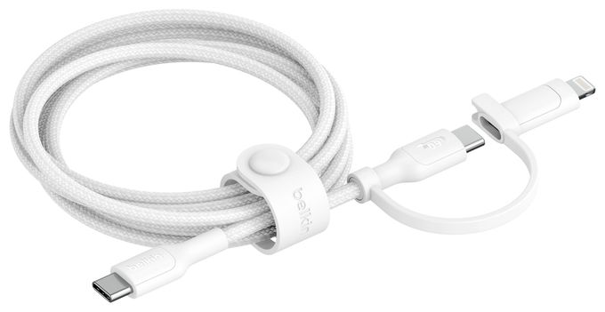 0,48 Gbit/s Stecker Rundkabel USB C auf USB C/Lightning bis 60 W 1,5 m  BoostCharge Pro (Weiß) 
