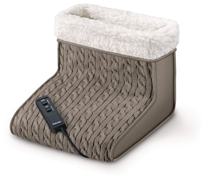 15 W  FWM45 Fußwärmer mit Massage 2 Temperatur- / 2 Massagestufen Teddy-Futter (Weiß, Graubraun) 