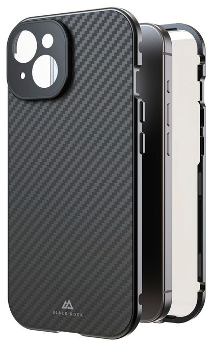 Rückseiten-/Bildschirmschutz Karbon, Faser, Metall, Gehärtetes Glas 9H für  Apple iPhone 15 Kratzresistent 221252 