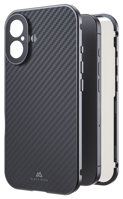 Cover für Apple iPhone 16 (Schwarz, Transparent) 360° Glass 