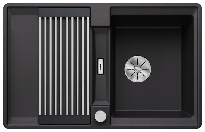 Silgranit 1 Becken  ADIRA 45 S-F Flächenbündige Spüle für 45 cm Unterschrank (Schwarz) 