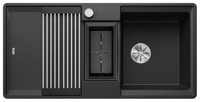 Silgranit 2 Becken  ADIRA 6 S-F Flächenbündige Spüle für 60 cm Unterschrank (Anthrazit) 