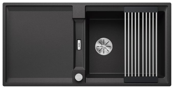Silgranit 1 Becken  ADIRA XL 6 S-F Flächenbündige Spüle für 60 cm Unterschrank (Anthrazit) 