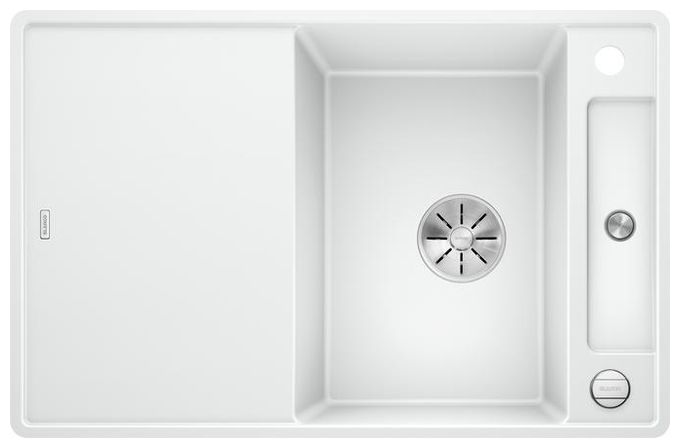 Silgranit 2 Becken  AXIA III 45 S-F mit Ablauffernbedienung Flächenbündige Spüle für 45 cm Unterschrank (Weiß) 