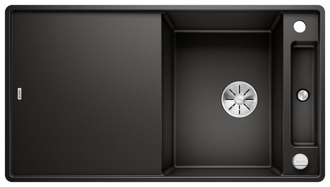 Silgranit 2 Becken  AXIA III 5 S-F Flächenbündige Spüle für 50 cm Unterschrank (Schwarz) 