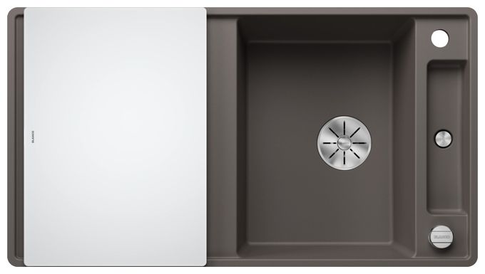 Silgranit 2 Becken  AXIA III 5 S-F Flächenbündige Spüle für 50 cm Unterschrank (Grau) 