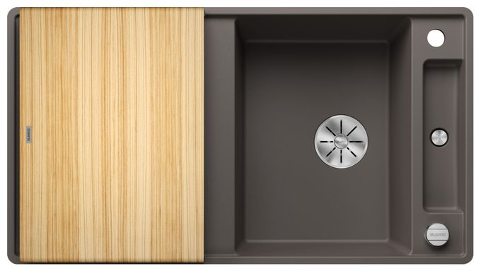 Silgranit 2 Becken  AXIA III 5 S-F Flächenbündige Spüle für 50 cm Unterschrank (Grau) 