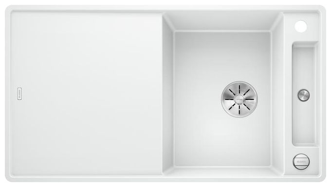 Silgranit 2 Becken  AXIA III 5 S-F mit Ablauffernbedienung Flächenbündige Spüle für 50 cm Unterschrank (Weiß) 