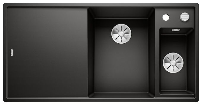 Silgranit 2 Becken  AXIA III 6 S Einbauspüle für 60 cm Unterschrank (Schwarz) 