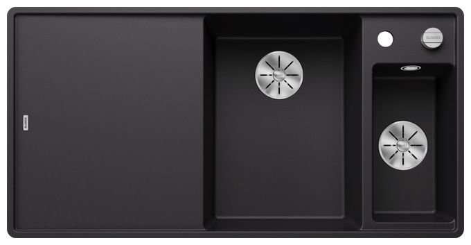 Silgranit 2 Becken  AXIA III 6 S-F Flächenbündige Spüle für 60 cm Unterschrank (Schwarz) 