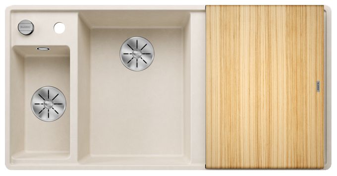 Silgranit 2 Becken  AXIA III 6 S-F Flächenbündige Spüle für 60 cm Unterschrank (Weiß) 
