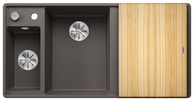 Silgranit 2 Becken  AXIA III 6 S-F Flächenbündige Spüle für 60 cm Unterschrank (Grau) 