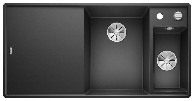 Silgranit 2 Becken  AXIA III 6 S-F mit Ablauffernbedienung Flächenbündige Spüle für 60 cm Unterschrank (Anthrazit) 