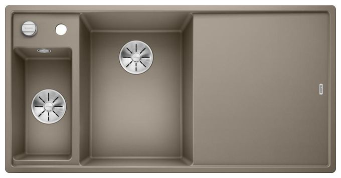 Silgranit 2 Becken  AXIA III 6 S mit Ablauffernbedienung Einbauspüle für 60 cm Unterschrank (Beige) 