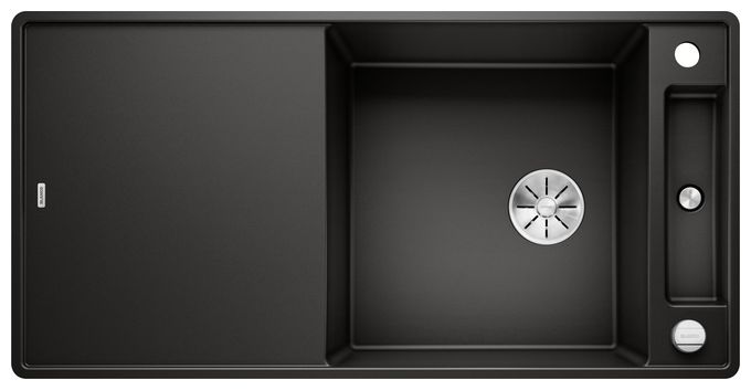 Silgranit 2 Becken  AXIA III XL 6 S-F Flächenbündige Spüle für 60 cm Unterschrank (Schwarz) 