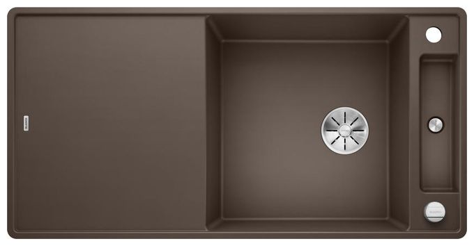 Silgranit 2 Becken  AXIA III XL 6 S-F mit Ablauffernbedienung Flächenbündige Spüle für 60 cm Unterschrank (Braun) 