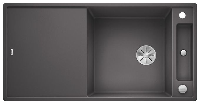 Silgranit 2 Becken  AXIA III XL 6 S mit Ablauffernbedienung Einbauspüle für 60 cm Unterschrank (Grau) 