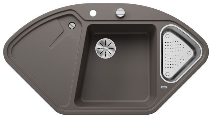 Silgranit 3 Becken  BLANCODELTA 9 E Einbauspüle für 80 cm Unterschrank (Grau) 