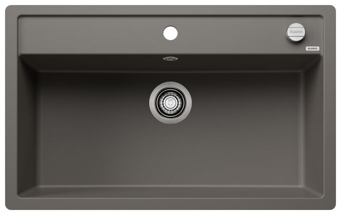 Silgranit 1 Becken  DALAGO 8-F Flächenbündige Spüle für 80 cm Unterschrank (Grau) 