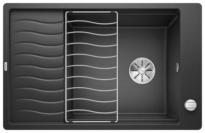 Silgranit 1 Becken  ELON XL 6 S-F Flächenbündige Spüle für 60 cm Unterschrank (Anthrazit) 