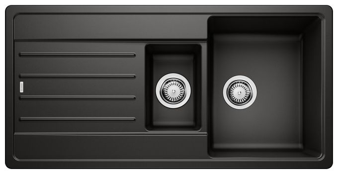 Silgranit 2 Becken  LEGRA 6 S Einbauspüle für 60 cm Unterschrank (Schwarz) 