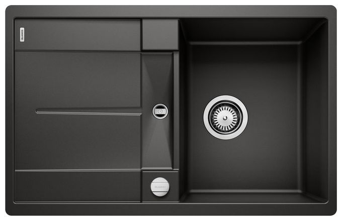 Silgranit 2 Becken  METRA 45 S-F Flächenbündige Spüle für 45 cm Unterschrank (Schwarz) 