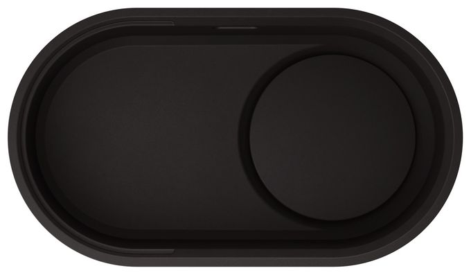 Granit 1 Becken  OOVALON 700-IF Flächenbündige Spüle für 80 cm Unterschrank (Schwarz) 