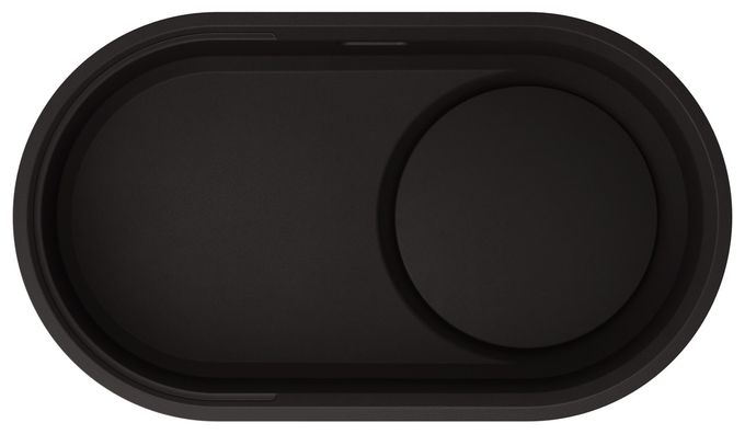Granit 1 Becken  OOVALON 700-U Unterbauspüle für 80 cm Unterschrank (Schwarz) 