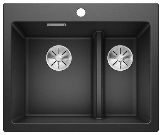 PLEON 6 Split, SILGRANIT, anthrazit, ohne Ablauffernbedienung, Becken links, 600 mm Untermaß 