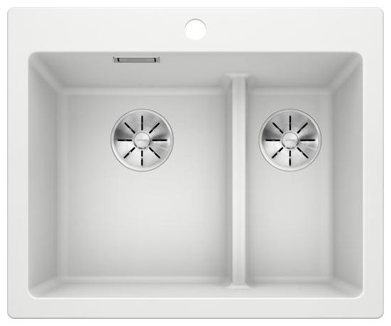 PLEON 6 Split, SILGRANIT, weiß, ohne Ablauffernbedienung, Becken links, 600 mm Untermaß 