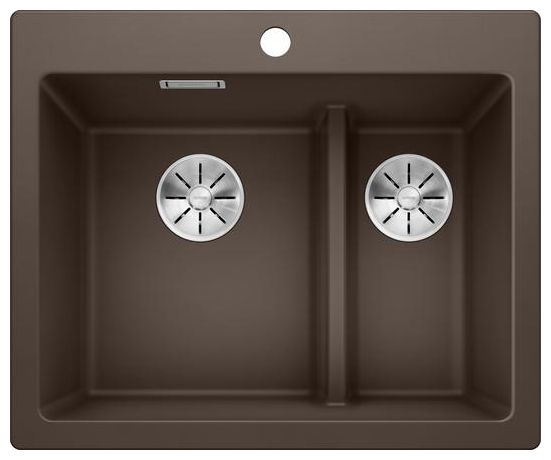 PLEON 6 Split, SILGRANIT, cafe, ohne Ablauffernbedienung, Becken links, 600 mm Untermaß 