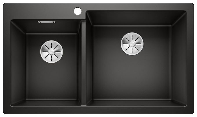 Silgranit 2 Becken  PLEON 9 Einbauspüle für 90 cm Unterschrank (Schwarz) 