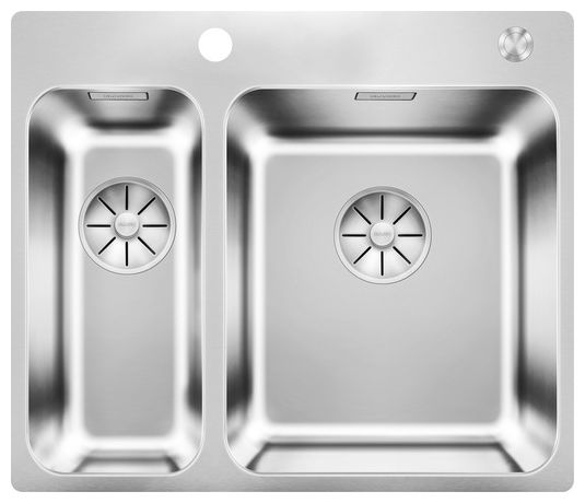 SOLIS 340/180-IF/A, Edelstahl Bürstfinish, mit Ablauffernbedienung, ohne Zubehör, Becken rechts, 600 mm Untermaß 