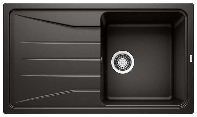 SONA 5 S, SILGRANIT, schwarz, ohne Ablauffernbedienung, reversibel, 500 mm Untermaß 