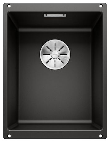 SUBLINE 320-U, SILGRANIT, schwarz, ohne Ablauffernbedienung, keine Beckenlage, 400 mm Untermaß 