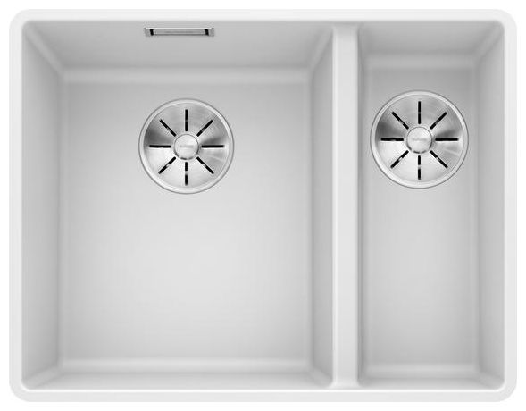 Silgranit 2 Becken  SUBLINE 340/160-F Flächenbündige Spüle für 60 cm Unterschrank (Weiß) 
