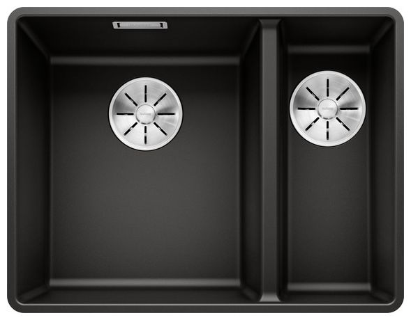 Silgranit 2 Becken  SUBLINE 340/160-F Flächenbündige Spüle für 60 cm Unterschrank (Schwarz) 